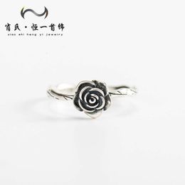 Japanese and Korean Style Designer S925 Sterling Silver Ring Girls Opening Personalised Simple Finger Huantai Rose Bracelet S7PC