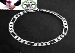 OMHXZJ Whole Personality Bangle Fashion OL Man Party Wedding Gift Silver Flat Chain Thick 925 Sterling Silver Bracelet BR1195707283