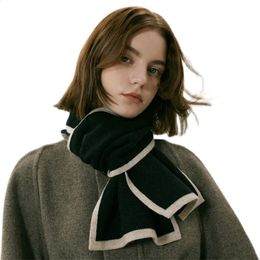 Designer Wool Scarf Women Luxury Winter Knit Cashmere Thick Head Wraps Soft Patchwork Warm Scarves Shawls Echarpe Femme Hiver 240201