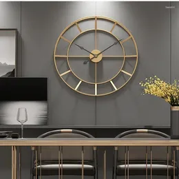 Wall Clocks Modern Minimalist Iron Clock Creative Fashion Design For Home Office Decor Silent Hanging Watch Black And Gold 50/60cm