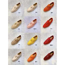 Casual Shoes Loafers Flat Low Top Suede Cow Leather Oxfords Moccasins Summer Walk Comfort Loafer Slip on Loafer Rubber Sole Flats Loro Piano with original box 478