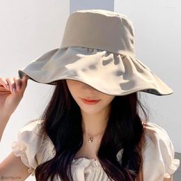 Wide Brim Hats Black Rubber Sunscreen Hat Women's Summer Foldable Large Sunshade Fisherman's UV Protection Sun Sweet Lady Girls