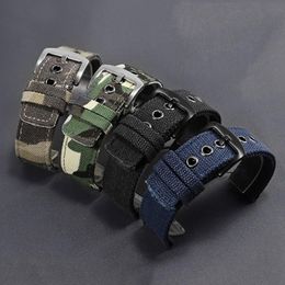 Watch Bands PEIYI Canvas Nylon Watchband 18mm 20mm 22mm 24mm Black Blue Strap Pin Buckle For Men's Sport Accessories247K