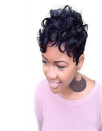 Short Pixie Cut Human Hair Wigs for Black Women Glueless Full Machine made None Lace Wig Virgin Brazilian Hair wigs6670772