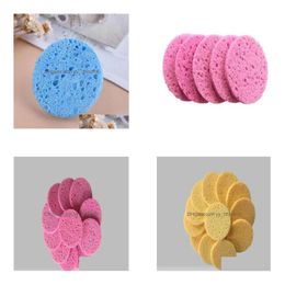 Bath Brushes Sponges Scrubbers Wood Pp Sponge Cellose Compress Cosmetic Puff Facial Washing Face Care Cleansing Makeup Tools Drop Dhhmu