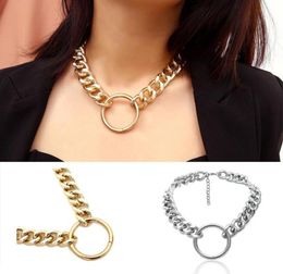 Vintage Punk Chunky Curb Chain Necklace For Women Elegant Gold Silver Collar Choker Sweater Chain Necklace92840105284946