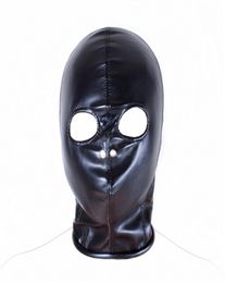 Fetish Open Eye Hood Mask PU Leather Head Bondage Restraints Adult Games Sex Products2437273