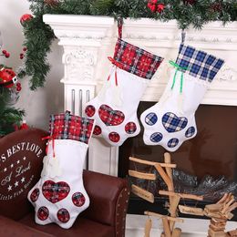 QIFU Pet Dog Christmas Stocking Socks Christmas Gift Bags Presents Package Xmas Tree Ornaments Happy New Year 2020213C