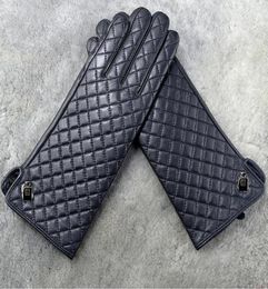 Fashiontop quality Genuine Leather Luxury original fashion brand gloves Classic diamond lattice soft warm sheepskin finger gloves5347543