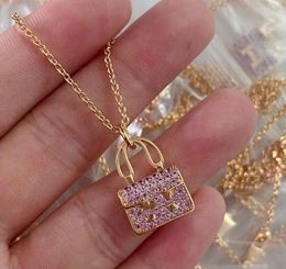 Wholesale 925 Sterling Silver Letter Necklace Women's Bag Necklace Full Diamond Handbag Necklace Does Not Fade