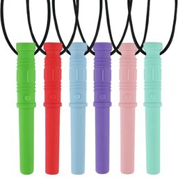 Sensory Chew Necklace Upgrade Textured Sabre Chewing Pendant Silicone Teethers Oral Motor Chew Toys Chewlery Necklace for Infant K5745314