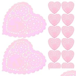 Baking & Pastry Tools Baking Tools 100Pcs Paper Doilies Heart Shaped Placemats Valentine Drop Delivery Home Garden Kitchen, Dining Bar Dhtu3
