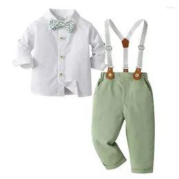 Clothing Sets Baby Boys Clothes Formal Children Gentleman Dress Suits Long Sleeve Tie Shirt Trousers Kids Birthday Party