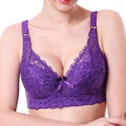 Bras 3/4 Cup Women Ladies Sexy Underwear Padded Lace Sheer Bra Large B C D Women's Lingerie Big Size