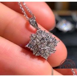 Pendant Necklaces Fashion Flower Pendant Necklace For Women Sier 925 Original Statement Wedding Jewellery Xdz0968312439 Drop Delivery Je Dhymy