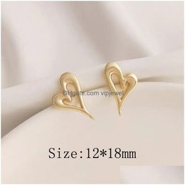 Stud Earrings 4Pcs 12 18Mm Love Cute Ear Studs For Women Gold Plated Charms Jewelry Making Diy Brass Accessories Drop Delivery Dhfmk