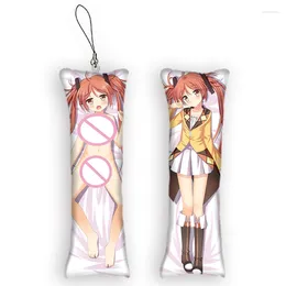 Keychains Japanese Anime Black Bullet Aihara Enju Pendant Small Dakimakura Cartoon Mini Body Pillow Pendants Hanging Ornament