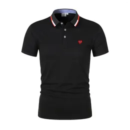 Men's Polos 2024 Korean Love Embroidery Summer Fashion Polo Shirt Casual Short-sleeved Lapel Jogging Fitness Wear