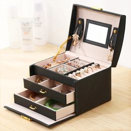 Jewellery Organiser Large Jewellery Box Multi-Layer Jewellery Casket Makeup Storage Makeup Organiser Leather Beauty Travel Box 240122