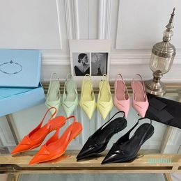 2024 Women's Sandals Leather Thin With Fashion Pointy Summer Orange Slippers