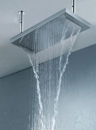 Stainless steel Rectangular Shower Head 22 Inches ceiling mounted big rain top shower head waterfall faucet for bathroom High qual1466398