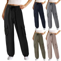 Women's Pants Y2K Women Cargo Casual Elastic High Waist Jogger Streetwear Pantalones Harajuku Solid Color Trousers Sweatpants