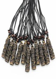 Jewellery Whole 12pcs COOL Boy men039s Simulation Bone Carving Totem Dragon Pendant Wood Beads Amulet Pendant Necklace Lucky 9061178