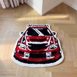 Carpet LAKEA Red Enthusiast Racing Car Shaped Tufting Rug Soft Tufted An-slip Floormat Feet Mat Carpet Entrance Doormats Absorbent T240219