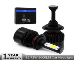 S2 H4 H7 H11 H1 9005 9006 COB LED Car Headlight Bulbs HiLo Beam 72W 8000LM 6500K Auto Headlamp Fog Light Bulb 12V4898001