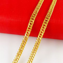 MENS HEAVY 18K YELLOW GOLD FILLED CUBAN LINK CHAIN NECKLACE 20IN - SOLID324d