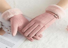 Classic Luvas de inverno Womens Fashion Winter Outdoor Sport Warm Gloves Mittens Eldiven solid pink Guantes femme 202044435686536746