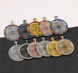 DIY Consumables Jewelry Thinestones Round Shape Bottom Brackets Time Gem Sublimation Blank Pendant For Transfer Printing Neckl9707822