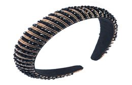 DHL Luxury Women039s Full Crystal Rhinestone Sponge Embellished Padded Headband Girl Handmade beaded Hairband Jewelled Hair Acc5545541