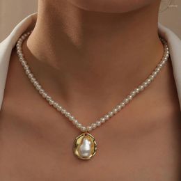 Chains Classic Fashion Pearl Pendant Choker Necklace Cute White Bead Chain For Women Jewellery Girl Gift