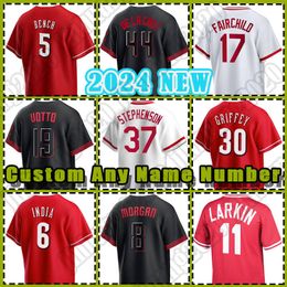 Cincinnati Baseball Jersey Elly De La Cruz Reds Johnny Bench Ken Griffey Jr Jonathan India Joey Votto Barry Larkin Spencer Steer Alexis Diaz Hunter Greene Jake Fraley