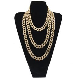 Hip Hop Bling Fashion Chains Jewellery Mens Gold Silver Miami Cuban Link Chain Necklaces Diamond Iced Out Chian Necklaces237R