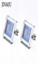 High Quality Functional Watch Cufflinks Square Real Clock Cuff links With Battery Digital Watch Cufflink cuffs Relojes gemelos2983304