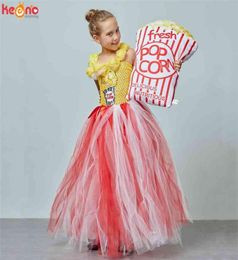 Circus Popcorn Girl Tutu Dress Carnival Birthday Party Wedding Flower Sequin Ball Gown Costume Kids Pop Corn Food Tulle Dress 21044513610