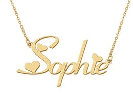 Sophie Name Necklace Personalized Nameplate Pendant for Women Girls Birthday Gift Kids Best Friends Jewelry 18k Gold Plated Stainless Steel