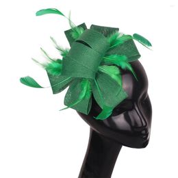 Berets Vintage Green Imitation Party Hair Fascinator Hat Clips Women's Day Holiday Birthday Feather Accessories