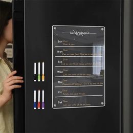 Reusable magnetic freezer sticker calendar board planner magnetic dry eraser board schedule transparent acrylic freezer message menu 240219