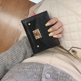 Designer Wallet women's short new fashion European and American retro Hong Kong style folding small wallet simple buckle card bag coin purse