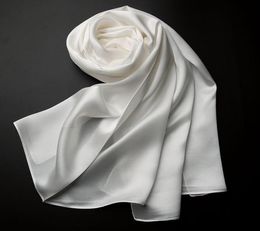 Scarves Natural Mulberry Silk Scarf Long Solid Color Large Shawls Wraps Satin Real White Femme Ladies Fashion1999677