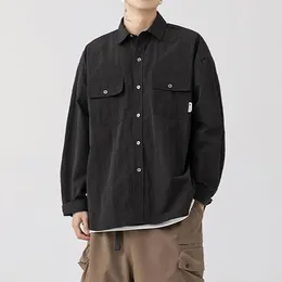 Men's Casual Shirts Japanese Clothing With Vintage Metal Buttons Work Spring Autumn Loose Trendy Pockets Outwear