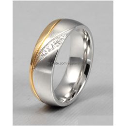 Wedding Rings Fashion Gold Colour Women Quality Stainless Steel Couple Ring Gift For Lovers Engagement Promise Utr8037 Drop Delivery J Dh9Px