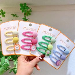 Hair Accessories 3 Pcs Korean Sweet Girl Princess Cute Cartoon Hairpin Fashion Children's Fabric Button BB Clip