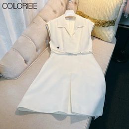 Casual Dresses Bees Embroidery For Women 2024 Office Lady Sleeveless A-line Mini Summer Dress Korean Fashion Vestidos Para Mujer