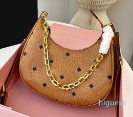 2024 Handbags Genuine Leather Crescent Bags Handbag Purse Plain Women Zipper Removable strap