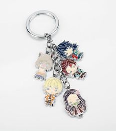 Keychain Kimetsu no Yaiba Theme Keyrings Jewellery Anime Figure Enamel Pendant Metal Key chain Cute Gift For Friends4824521