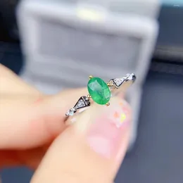 Cluster Rings KJJEAXCMY Fine Jewelry S925 Sterling Silver Inlaid Natural Emerald Girl Vintage Gemstone Ring Support Test Chinese Style
